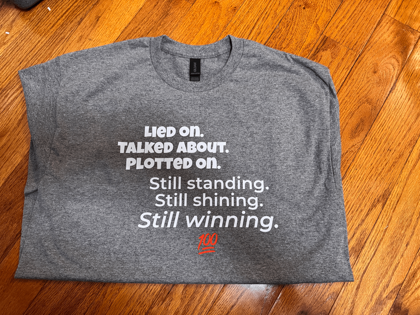 Still Standing Still Winning Graphic Tee – Motivational Shirt in Graphite Heather (S–XL) - Image 2