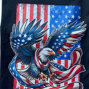 Patriotic Eagle and Flag Graphic T-Shirt - Heavy Cotton Black Tee