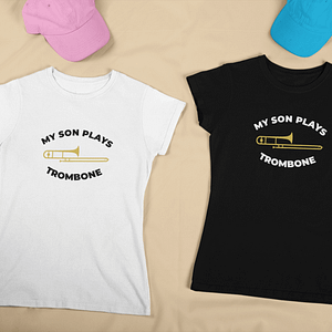 "My Son Plays Trombone" T-Shirt - Classic Gold Trombone Design