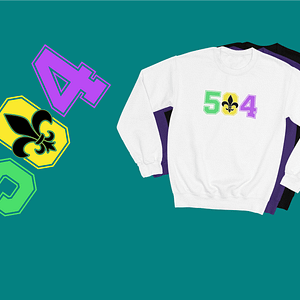 504 Fleur De Lis Mardi Gras Crewneck Sweatshirt