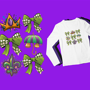 Bayou Carnival Charm Grid Mardi Gras Long Sleeve Shirt