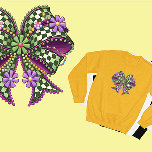 Checkered Carnival Chic Bow Mardi Gras Sweatshirt