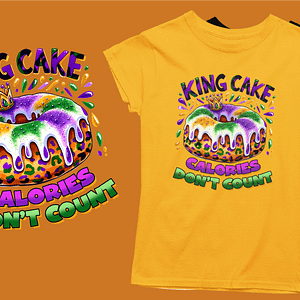 Leopard King Cake "Calories Don’t Count" Mardi Gras T-Shirt