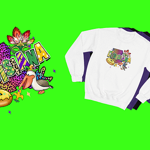 Leopard Louisiana Mardi Gras Map & Mask Sweatshirt