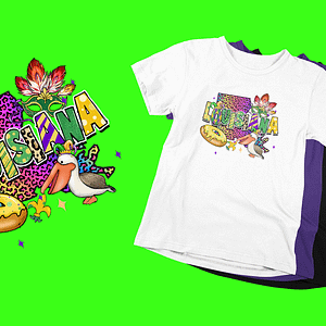 Leopard Louisiana Mardi Gras Map & Mask T-Shirt