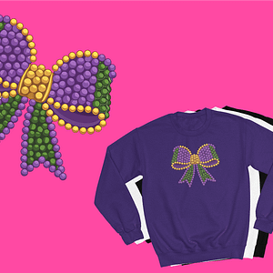 Mardi Gras Coquette Beads Sweatshirt with Festive Bow Design