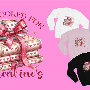 Romantic Teacup Valentine's Day Sweatshirt - Cozy and Romantic Style - White, Black, Light Pink