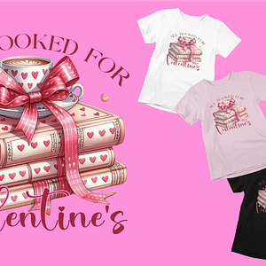 Romantic Teacup Valentine's Day Shirt - Book Lover T-Shirt - White, Black, Light Pink - S-5XL
