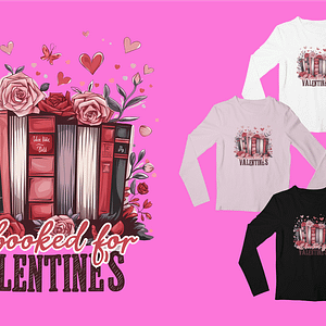 Roses & Romance Valentine's Day Long Sleeve Shirt - Book Lover Style - White, Black, Light Pink - S-3XL
