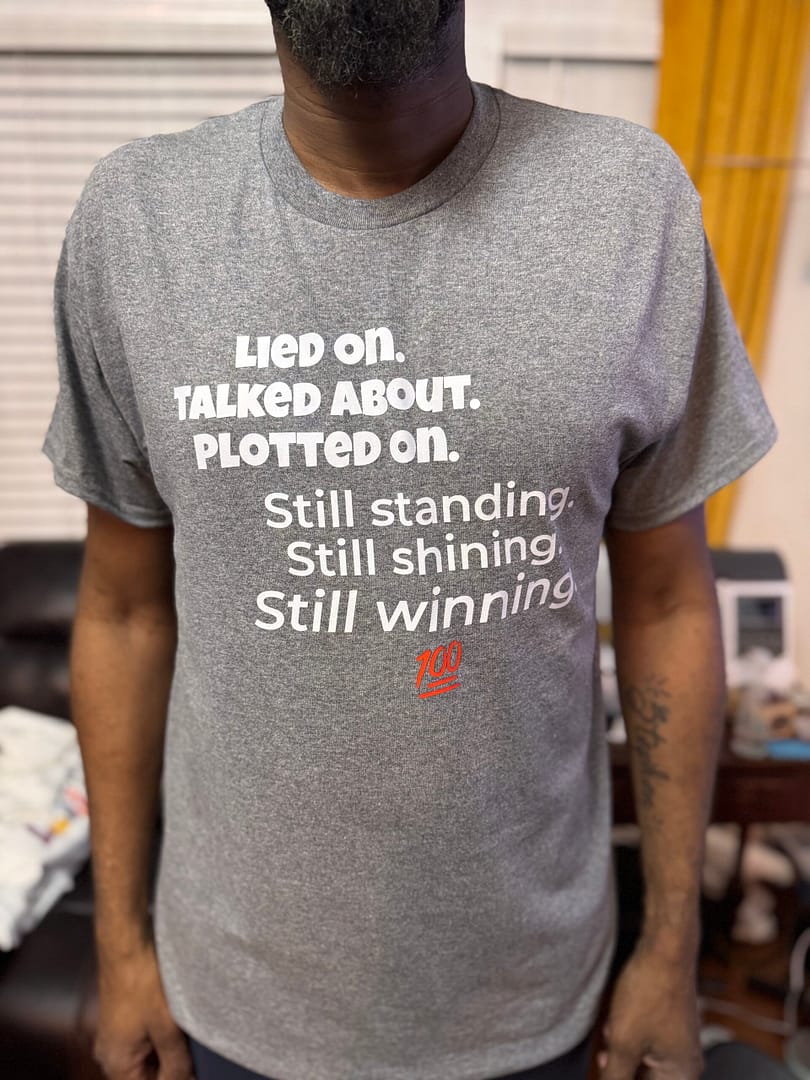Still Standing Still Winning Graphic Tee – Motivational Shirt in Graphite Heather (S–XL)